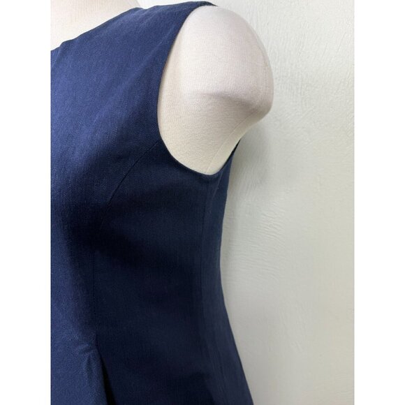 Diane Von Furstenberg Womens Navy Ruffle Sheath Sleeveless Dress Size 4 Cocktail - Picture 3 of 14